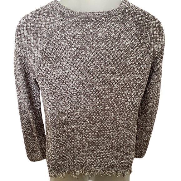 LUCKY BRAND Boho Gray Braided Sweater w/ Fray Women SP Small Petite - Picture 4 of 7